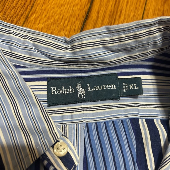 Ralph Lauren Shirt Mens XL Blue Striped Button Up Long Sleeve Pony - Picture 3 of 8